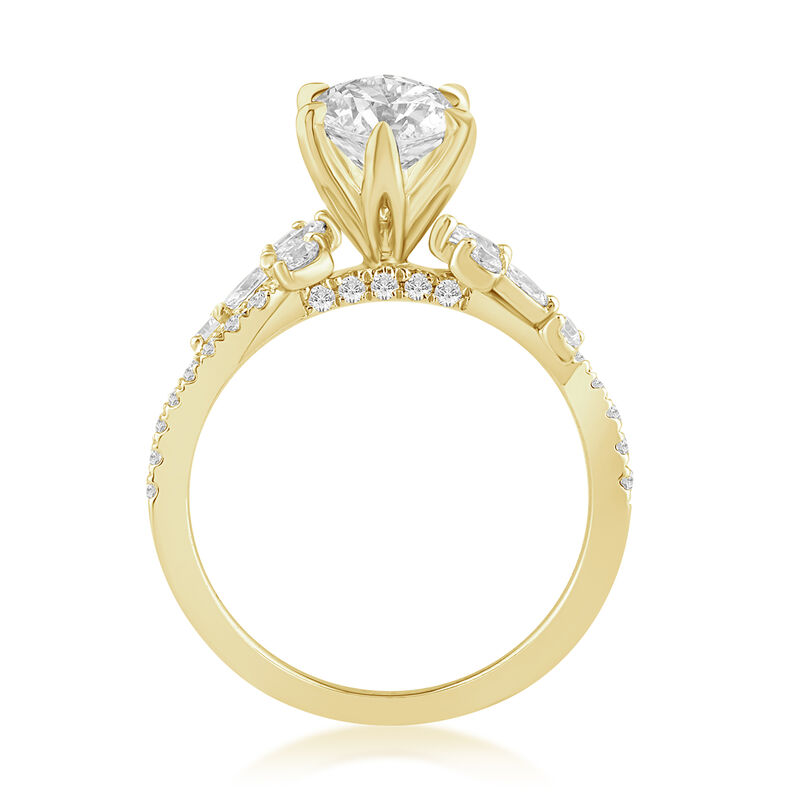 Marquise-Cut Lab Grown 2ct. Diamond Engagement Ring With Marquise & Brilliant-Cut Accents in 14k Yellow Gold image number null